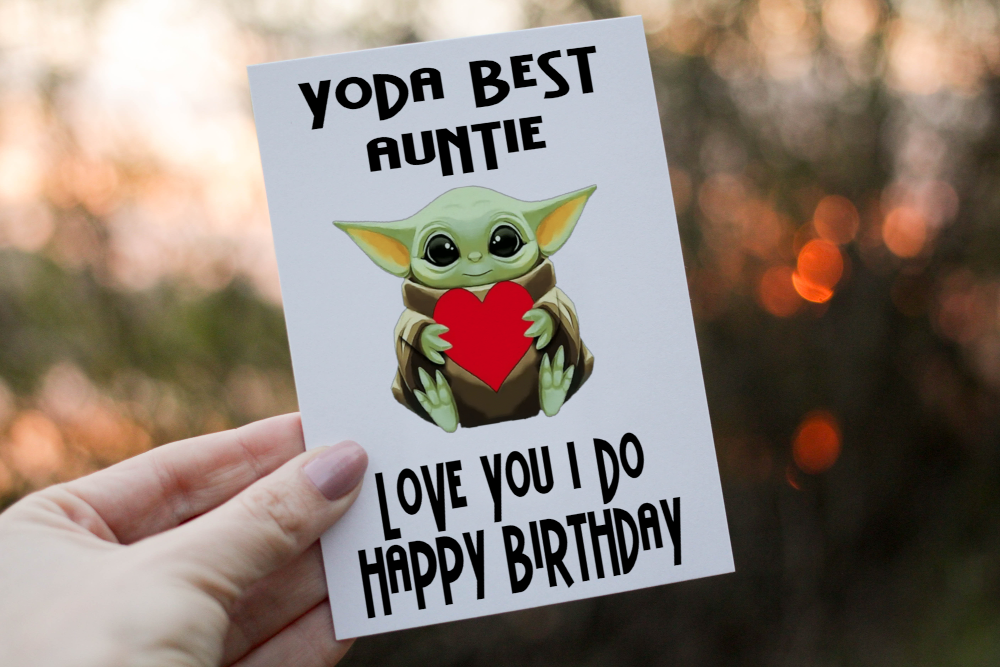 Auntie Birthday Card, Yoda Card for Auntie, Special Auntie